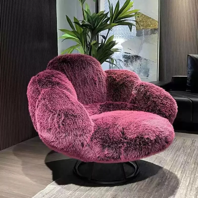 كرسي بذراعين فردي لطيف على شكل مخلب الدب، كرسي ترفيهي جديد من القماش القطيفة، أثاث غرفة المعيشة في في فيلا الفندق #2