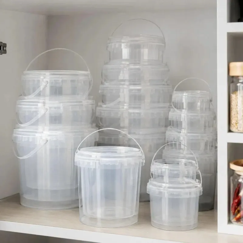 500/750/1000ml Plastic Thickened Bucket with Lid Food Grade Airtight Sealed Container for Kitchen Pantry Storage with Leak Proof