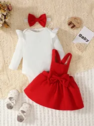 New Autumn And Winter Solid Color Ha Yi Small Bow Dress Headband Three Piece Set, Suitable For Daily Outings