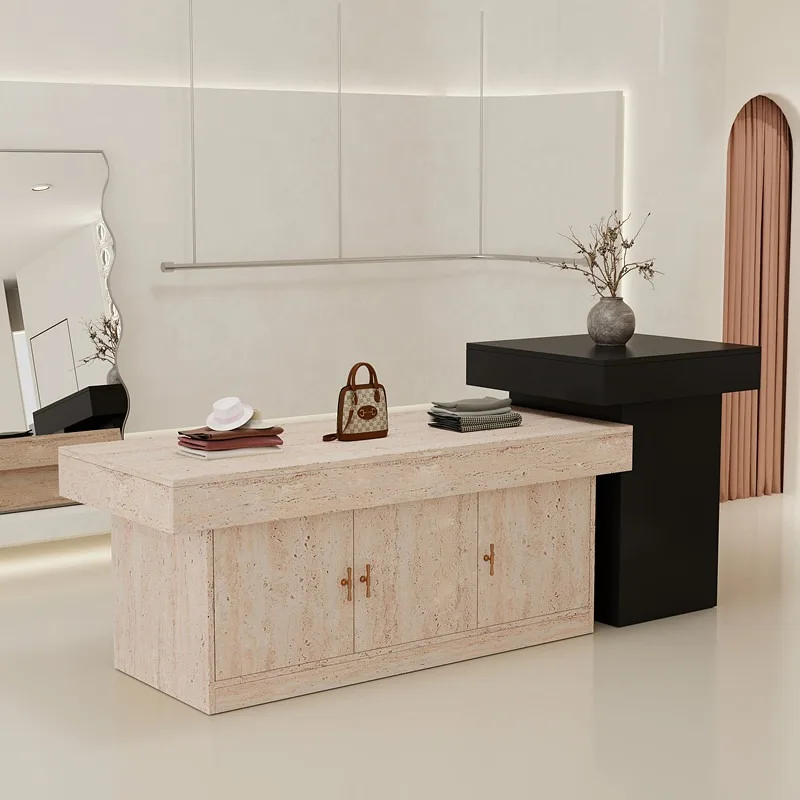 Clothing store Nakajima Taiwan travertine display table, shopping mall women's clothing store display cabinet