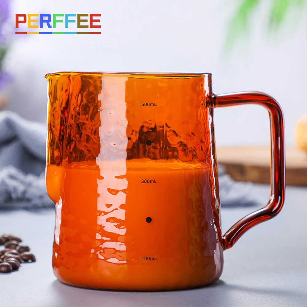 

20oz/600ML Milk Frother Jug Glass Coffee Milk Jug Colorful Coffee Jug Pitcher Barista Espresso Coffee Latte Milk Frothing Jug