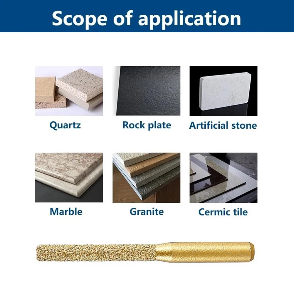 Diamond Brazed Router Bit, Edge Grinding Machine, Máquina de Costura, Edge Trimming Machine, 6.35*5*65mm