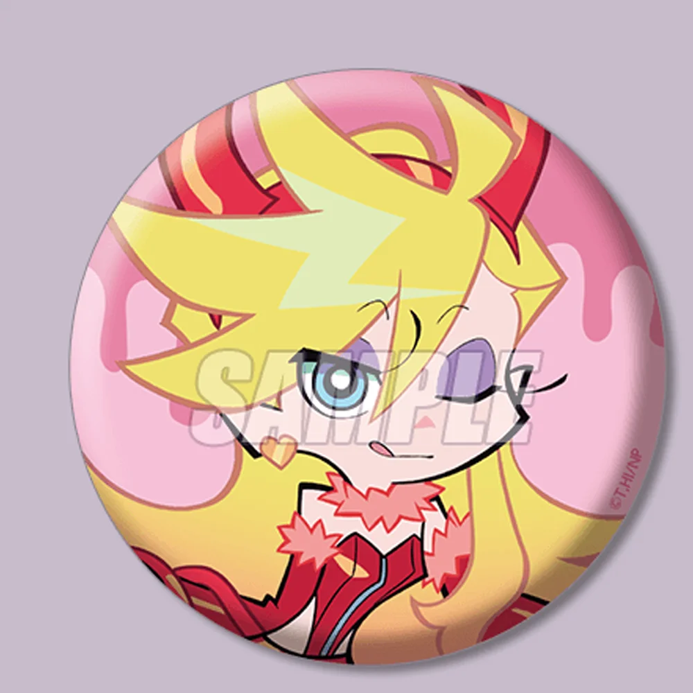 Anime Panty & Stocking With Garterbelt Brief Halloween 58MM Badge Kawaii Keychain Cute Keyring Lapel Pin Itabag Handbag Ornament