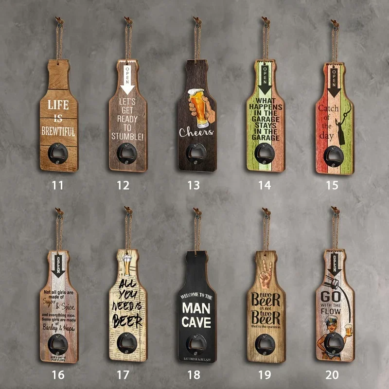 Bar Accessories Wall Hanging Beer Opener Decoration Pendant Retro Bottle Openers Tools Cafe Restaurant Home Wall Decor Gadgets