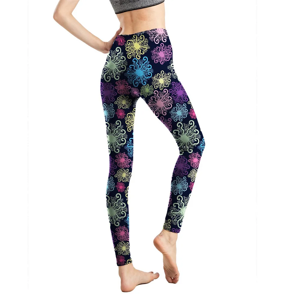 Mallas con estampado de flores, Leggings de alta elasticidad, estilo étnico nacional, Retro, pinturas de Graffiti, Primavera, novedad