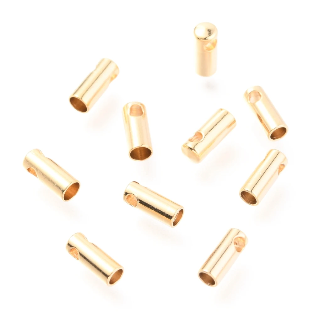 20Pcs Stainless Steel Cord Ends Stainless Steel Cord Ends End Caps Golden Terminators Buckle Clasps for Multi-Strand Bracelet