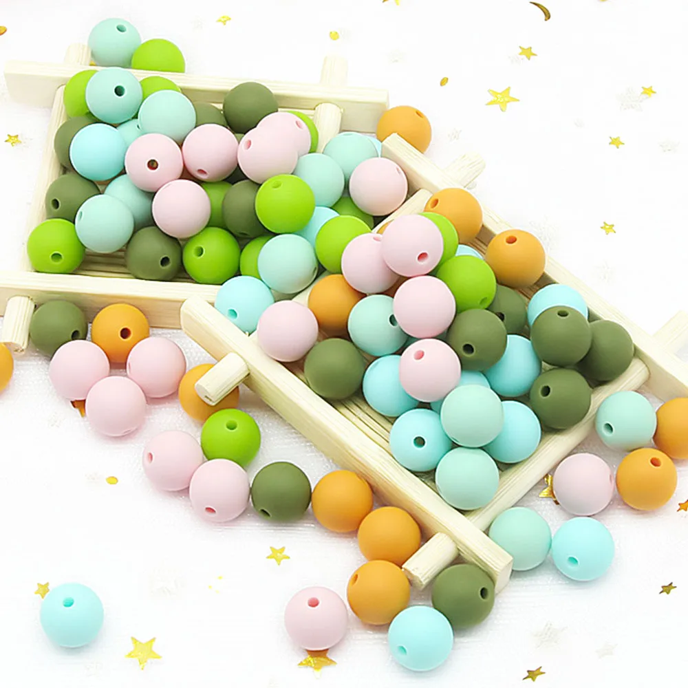 12mm 100pcs/lot Silicone Beads for Babies: Food Grade Teethers, Accessories like Bracelets, Necklaces, Chains for Teething, Chew