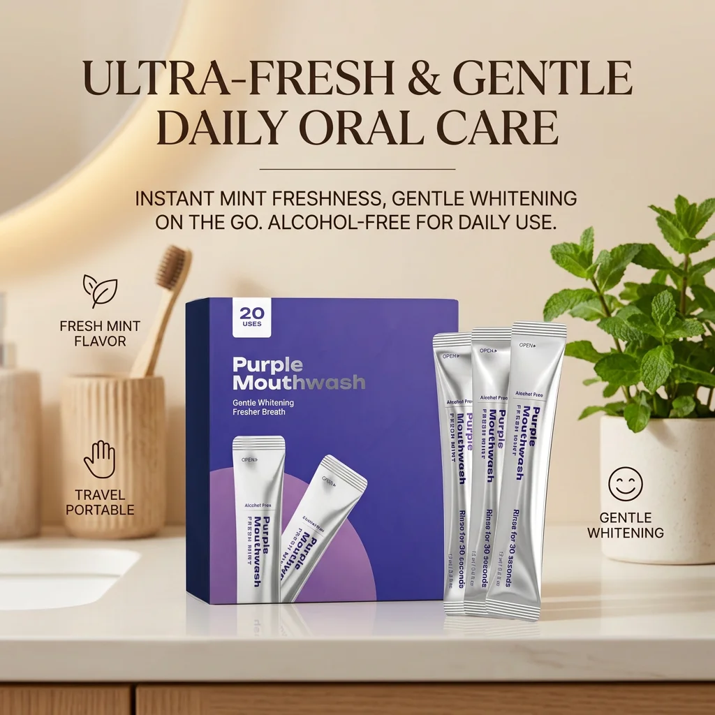 Whitening Mouthwash - Фиолетовый портативный ополаскиватель для рта: удаление