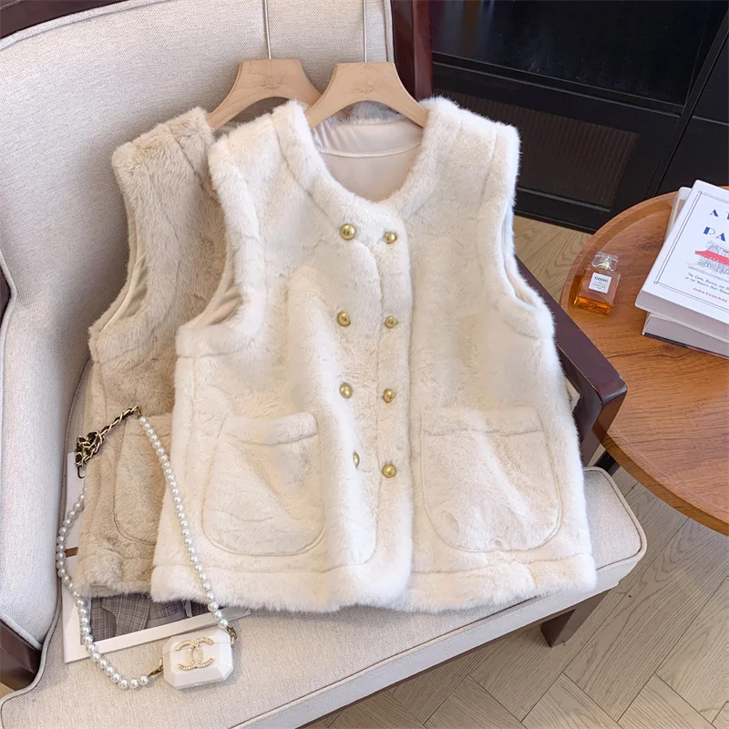 

Faionable Plu Open Cardigan Vest Double Button Women's ort Outerwear Autumn Winter Svel Top Commute Sle Pure Color