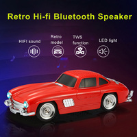 Retro Car Wireless Bluetooth Speaker Double Horn HIFI Shocking Sound Quality Music Player Support TF Card U Disk FM Radio