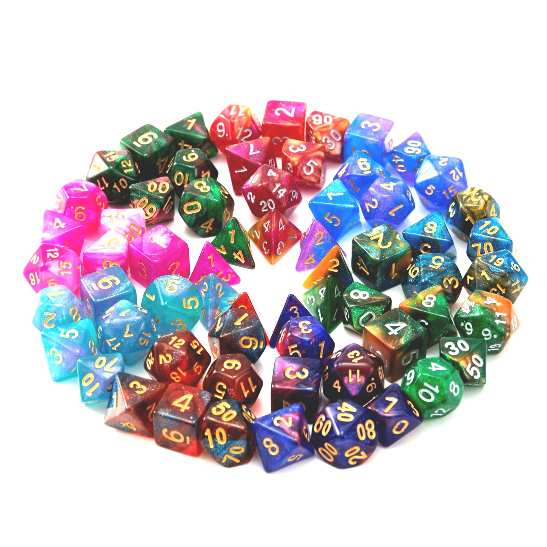 Dice Set Board Games Roll Dice Galaxy Theme Polyhedral Dice Set Amazing Colourful Universe Effect For DND Accessories