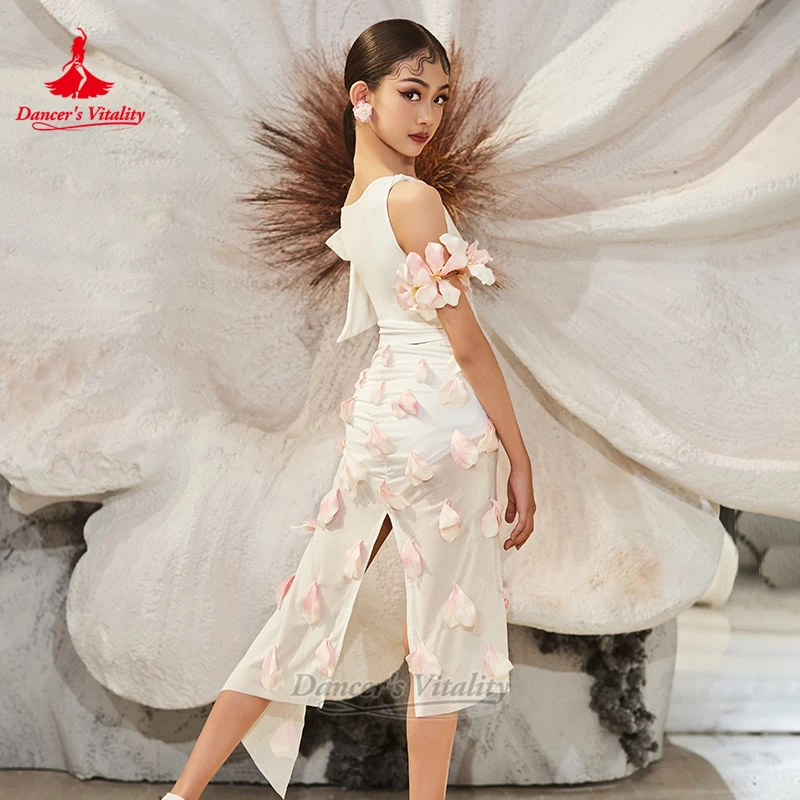 الكبار المراهقين اللاتينية الرقص زهرة الديكور فساتين رشيقة تخصيص حجم حيوية راقصة تشاتشا سامبا مسابقة الملابس #3