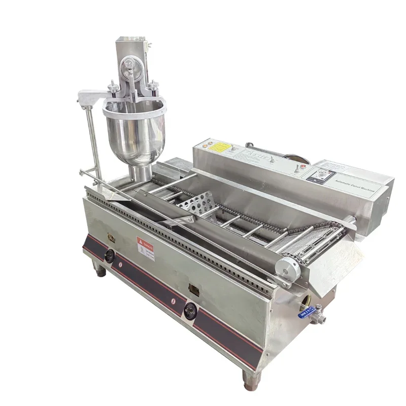 Mesin Donat 110V 220V, Mesin Perakitan Donat Multifungsi Komersial dengan Conveyor Belt dan Penggoreng Terintegrasi