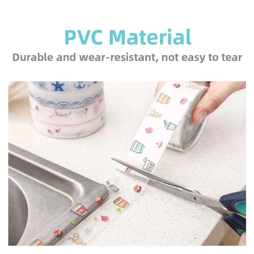 1 Roll PVC Bathroom Sealing Tape 50/38mm Waterproof Sink Gap Tapes Self-adhesive Stain-resistant Window Sealing Tape Home Use