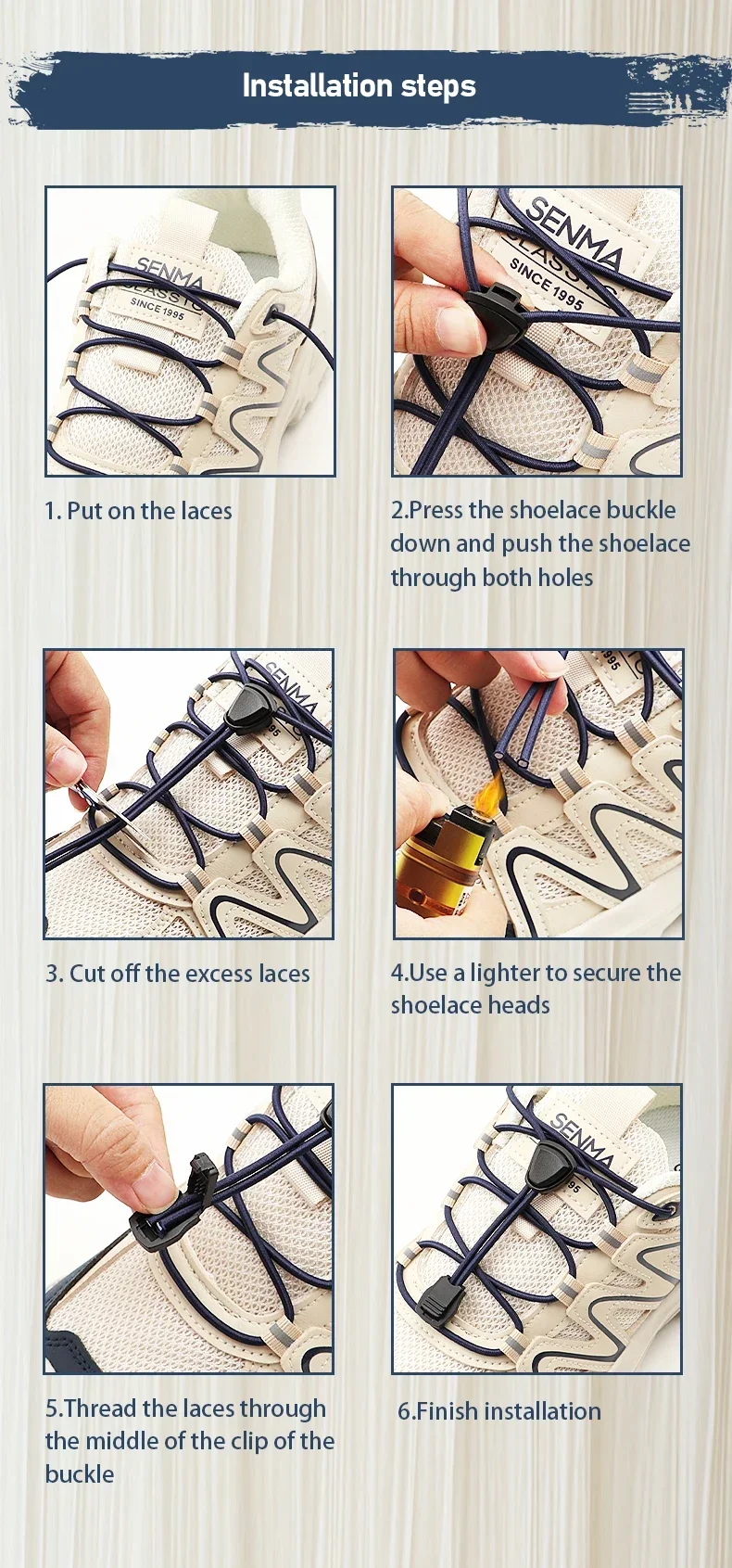 Dreieckige Schnellverschluss-Schnürsenkel, elastisches Schnürsenkel-Set, langlebige Ersatzschnüre für Sneaker & Outdoor-Schuhe, 1 Paar – Detail 7