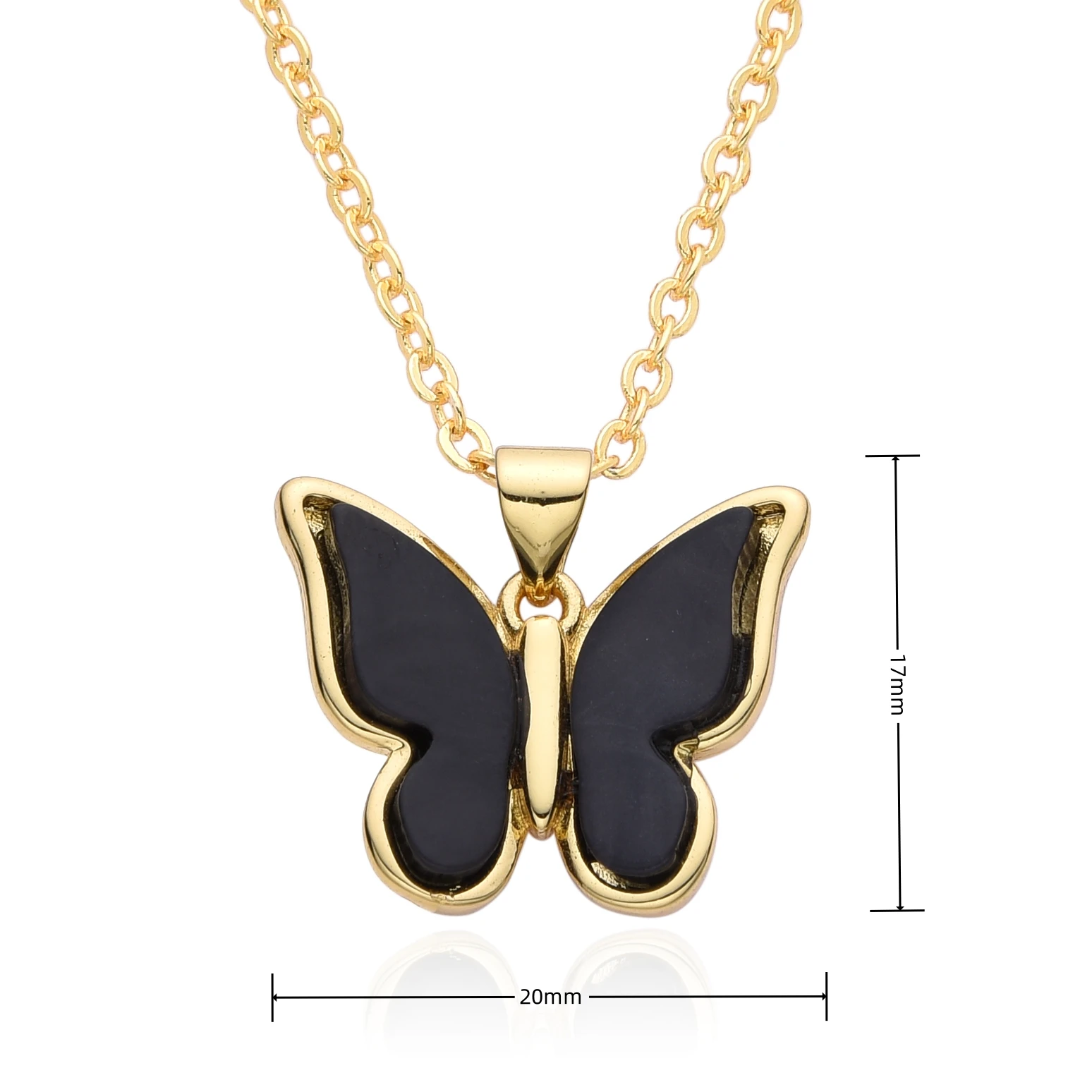 KPOP Gold Color Butterfly Charms Black White Red Necklace for Women Blue Pink Choker Chain Pendant DIY Jewelry Gift Wholesale