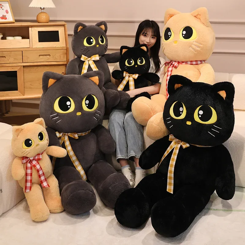 

Cute Plush Pillow Soft Stuffed Black Cat Pillow Cartoon Giant Sleep Hug Kitten Pillow Children Adult Toy Home Bed Decor Gift