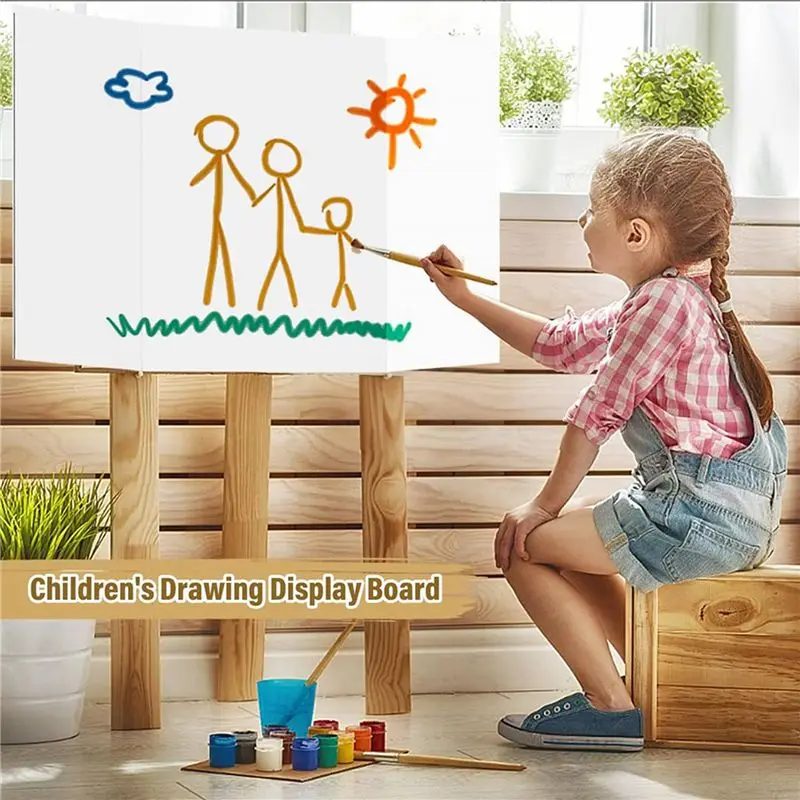 B62B-12Pcs Trifold Poster Board,21.5X14 Inches Small White Poster Board Comes With Sticky Accessories,Corrugated Presentation