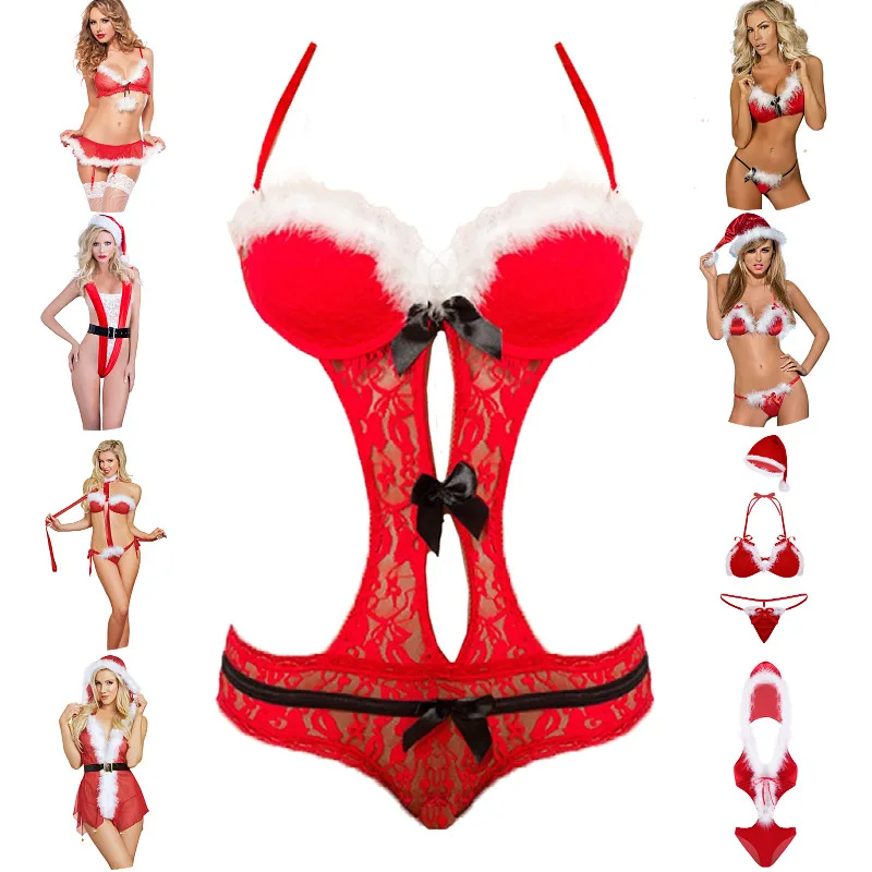 

New Christmas lingerie adult sexy three-point Exotic Apparel One-piece Suit Body Suits Lace Jumpsuit Sexy Lingerie Teddies