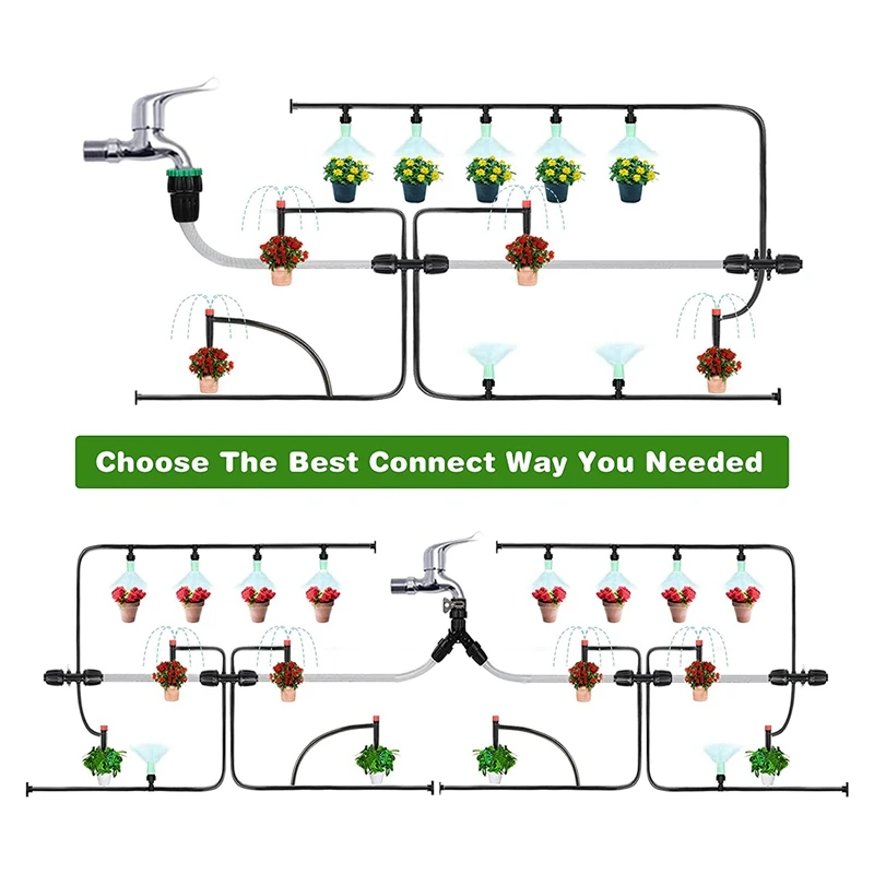 

Irrigation System,Micro-Type Drip Irrigation Kit Auto With Adjustable Nozzle Sprinkler Sprayer&Dripper,Watering System