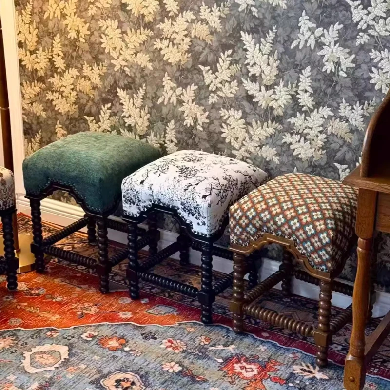 

Dressing stool American retro red oak all solid wood dining stool piano stool