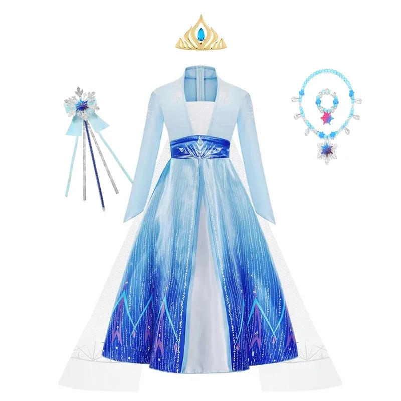 فستان إلسا للفتيات لحفلات الأميرة فستان طويل الرأس إلسا 3 4 5 6 7 8 9 10 سنوات