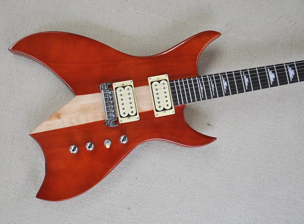 Red Neck-thru-body Electric Guitar with Humbuckers,Rosewood Fretboard,24 Frets,Customizable