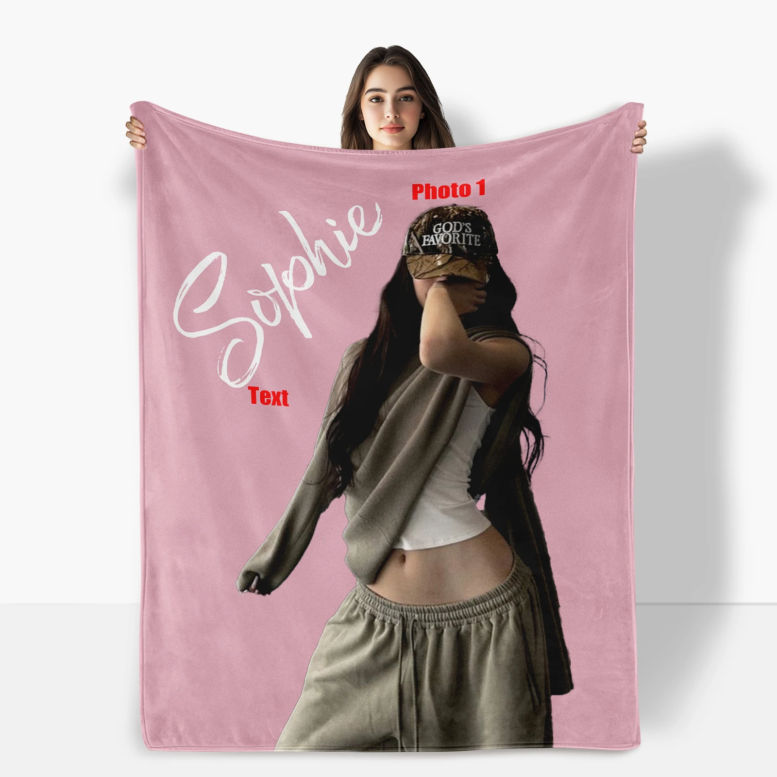 

Custom Photo Blanket Personalized Portrait Design Unique Gift Idea Cozy Throw Featuring Special Text Keepsake For Home Decor