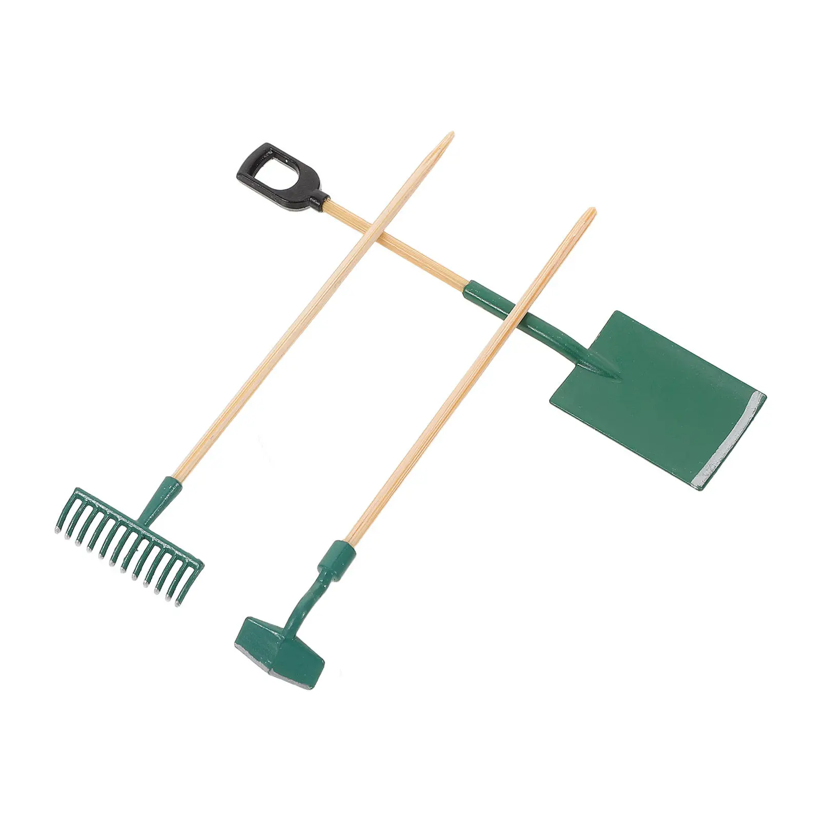 

3Sets Miniature Garden Accessories Complete Tool Set Shovel Rake Hoe Lifelike Gardening Scenes Decorative Interactive Play