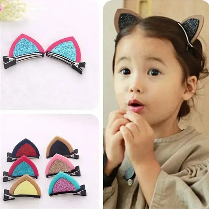 1 pc clipes adorável orelhas de gato hairpin headwear crianças enfeites de cabelo acessórios para o cabelo presente de natal pano liga