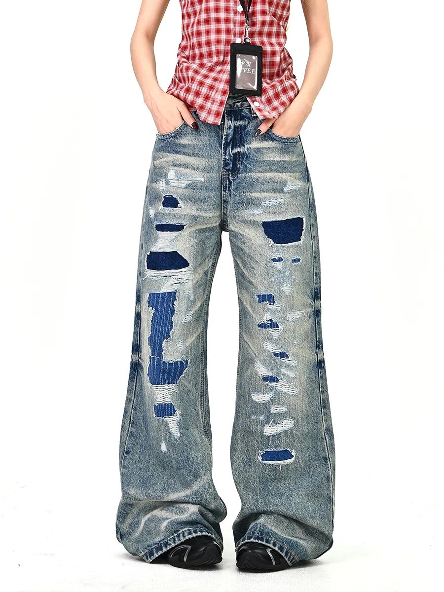 

Креативные джинсы из денима для женщин, свободные брюки в пол, весна 2026, новинка, удобные, в американском стиле, трендовый бренд