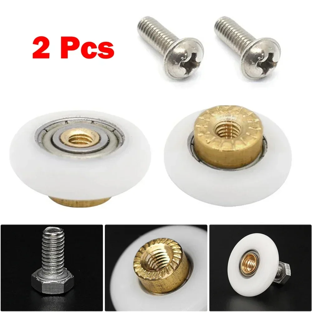 Runners Door Rollers 2 *Screws 4-8mm 6-8mm. Brass Centre Nylon Outer Wheel Stainless Steel Screw. High Quality