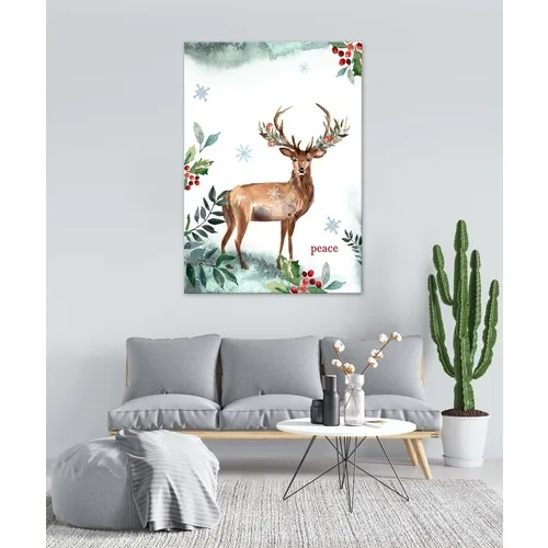 Emirgan Christmas Gift Deer Decorative Canvas Painting 30x45 cm