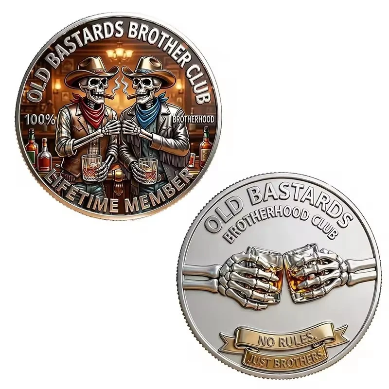 Funny Fishing Club Challenge Coin Skeleton Fisherman Commemorative Coin Collectible Souvenir Gift For Angler Fisher Lovers