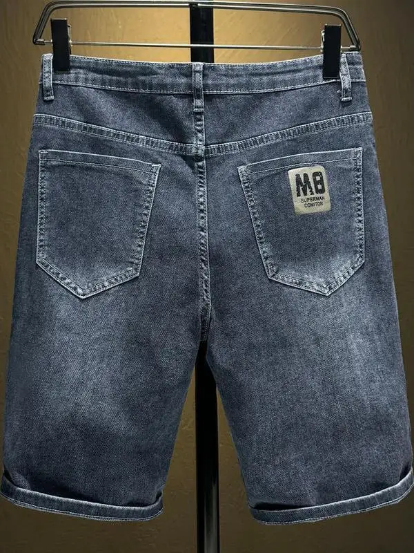 

Модные мужские джинсовые шорты: летние, тонкие, повседневные, свободные, эластичные, универсальные, спортивные, средней длины, прямого кроя, на молнии