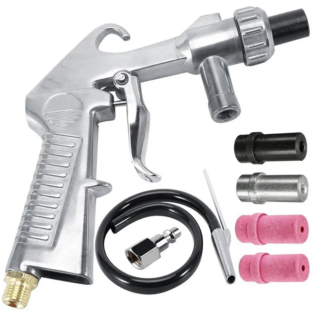 

Air Sandblasting Gun Kit With Siphon Feed Nozzles Multipurpose Pipe Sand Blaster For Surface Polishing