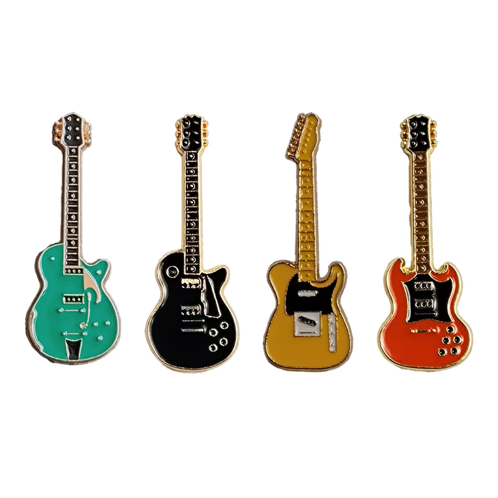 4pcs Electric Guitar Brooch set Personalized Musical Instrument Violin Pin Fashionable and Versatile Badge Clothing Bag Brooch