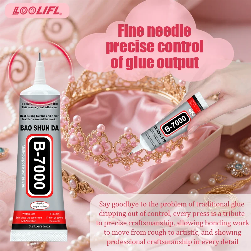 1/3/5pcs 25ML B7000 Clear Super Adhesive Epoxy Instant Glue Jewelry Craft Strong Liquid Glue Tool, With Precision Applicator