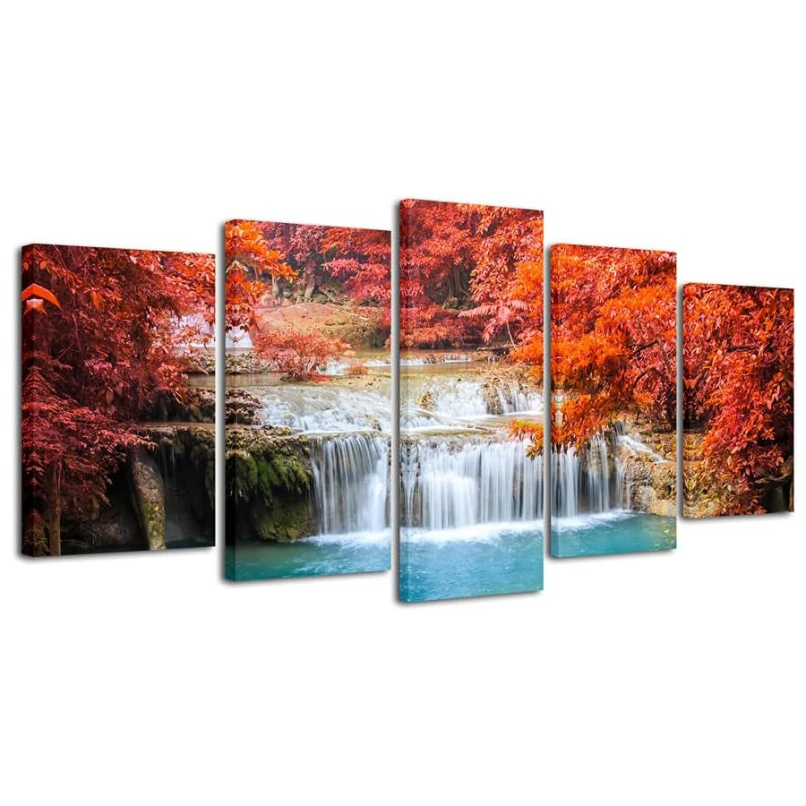 Diamond Painting red tree forest waterfall Cross Stitch Kit Full Drill Handmade gift Diamond Embroidery Landscape big Decorative