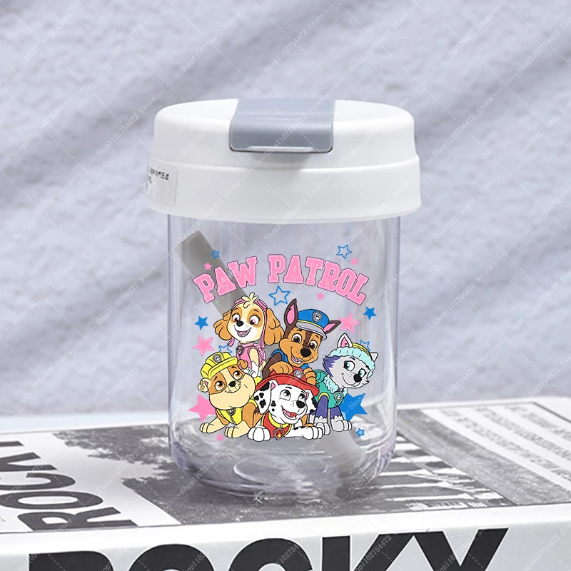 PAW Patrols 어린이 플라스틱 워터 컵 300ML Skye Chase 소년 소녀를위한 차가운 음료 주스 병 귀여운 휴대용 음료 용기 컵
