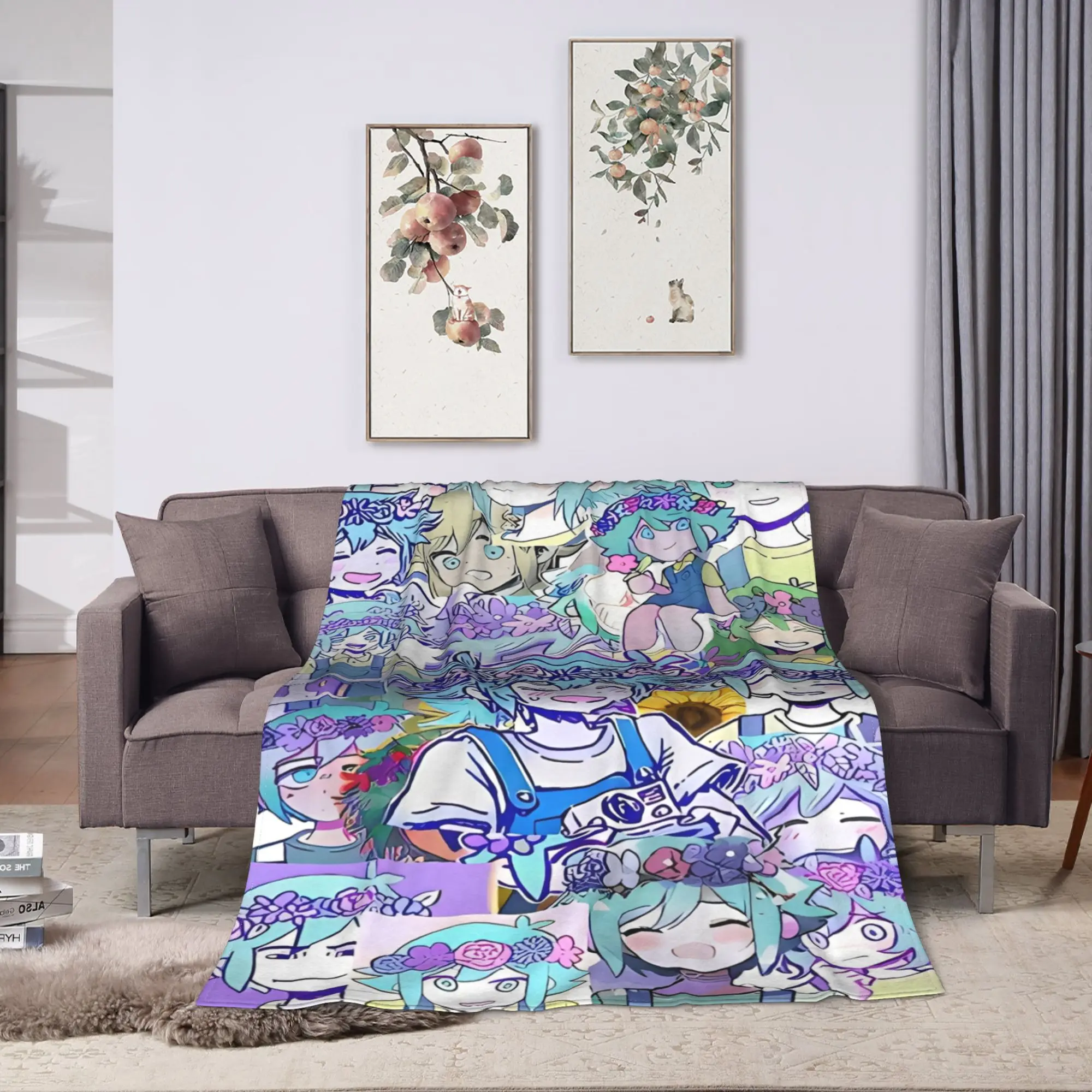 Omori Hot Game Printed Flannel Blankets  Warm Bedding Throws for Living Room Decorative Fluffy Bedspread Sofa Bed Cover