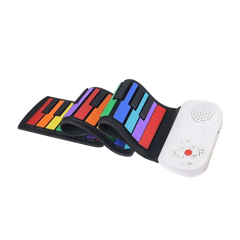 Multi-function 49-key Hand Roll Musical rainbow Style Children's Toy Piano Folding Piano Colorful Educational Instrument