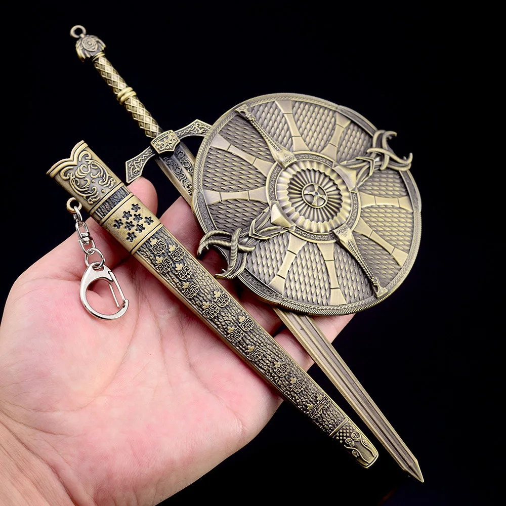 LLavero de espada grande y Elden para niños, Escudo de espada, cuchillo de mariposa, Katana, modelo de arma, juguetes de regalo