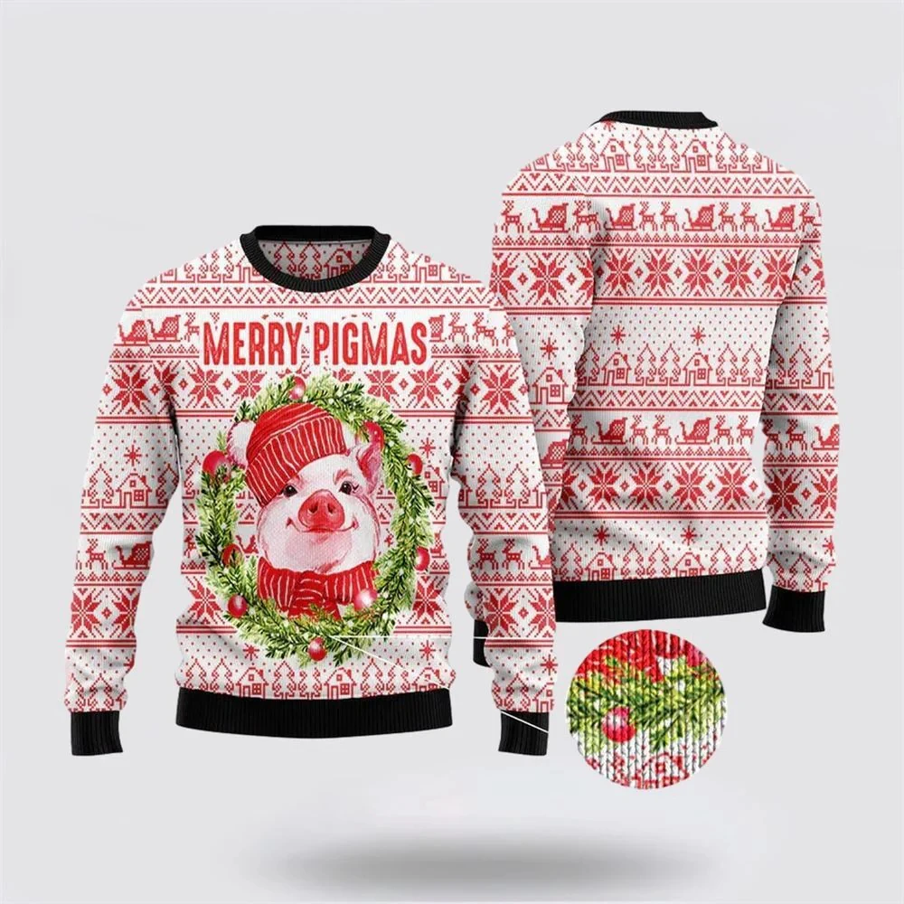 Street Fashion Style Male - Cute Pig Graphic Unisex Ugly Christmas