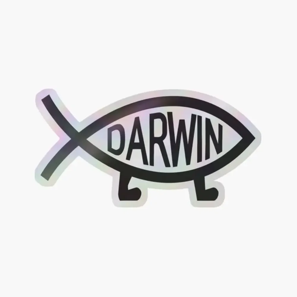 

Голографическая наклейка Дарвина для декора ноутбука, спальни, автомобиля, милый мультяшный арт, модный общественный чемодан