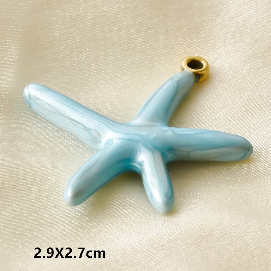 3/5 Stück/Set Meerestier-Anhänger in Goldfarbe mit Öltropfen-Effekt, Seestern, Muschel, Fisch, Edelstahl-Anhänger für Schmuckherstellung, DIY-Armbänder – Detail 24