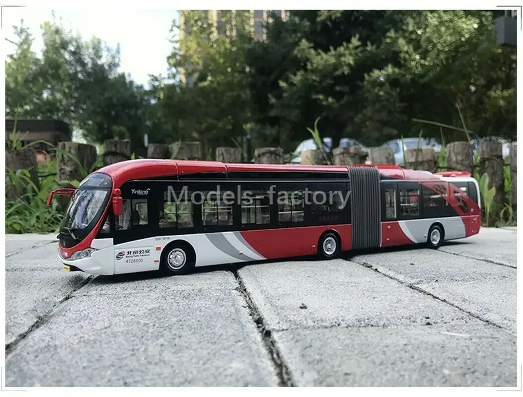 Yinlong 1/43 Beijing Articulated Electric City Bus Diecast Model Bus Big Red fish with Light Metal,Plastic,Rubber gift Display