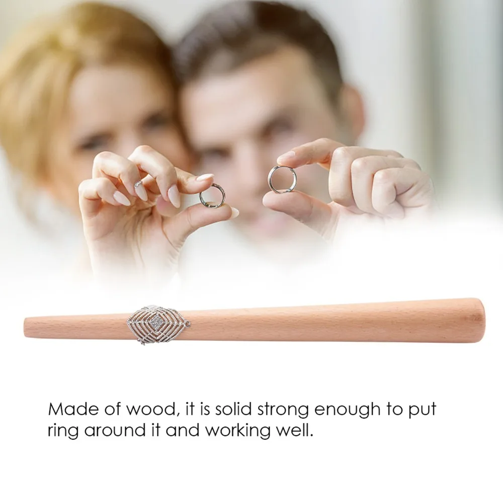 Durable Wood Color Wood Ring Mandrel Wood 2.5 x 2.5 x 25cm Ring Sizing Stick Jewelry Mandrel Tool DIY Projects