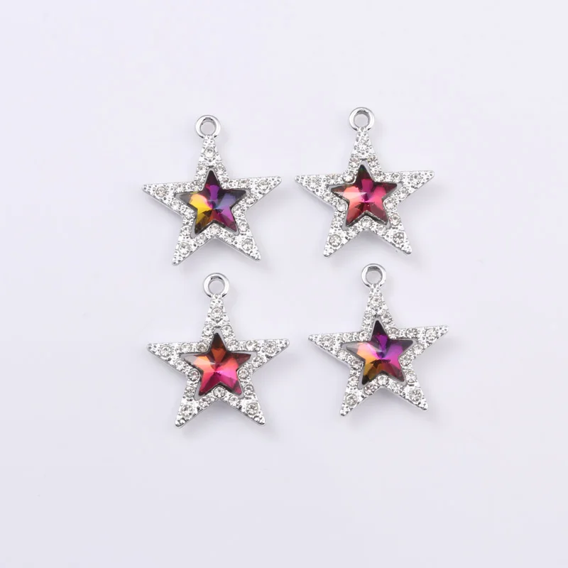 10pcs Cute Little Star Enamel Charms Glaring UV Color Pendants For Making Handmade DIY Jewelry Accessories Necklace Findings