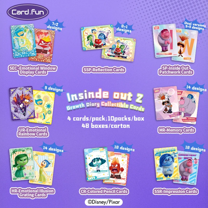 10 Packs CARDFUN Inside Out 2 Cards Booster Box Official Anime TCG CCG Collectable Playing/Trading Card Pack